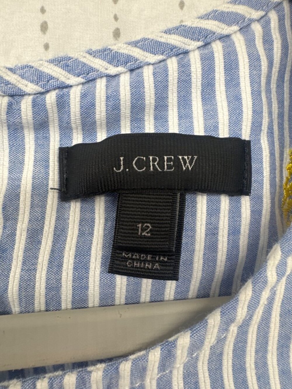 J.Crew Womens Top Sz 12 Blue Striped Pineapple Seersucker Preppy Beachy Classic - Picture 5 of 9